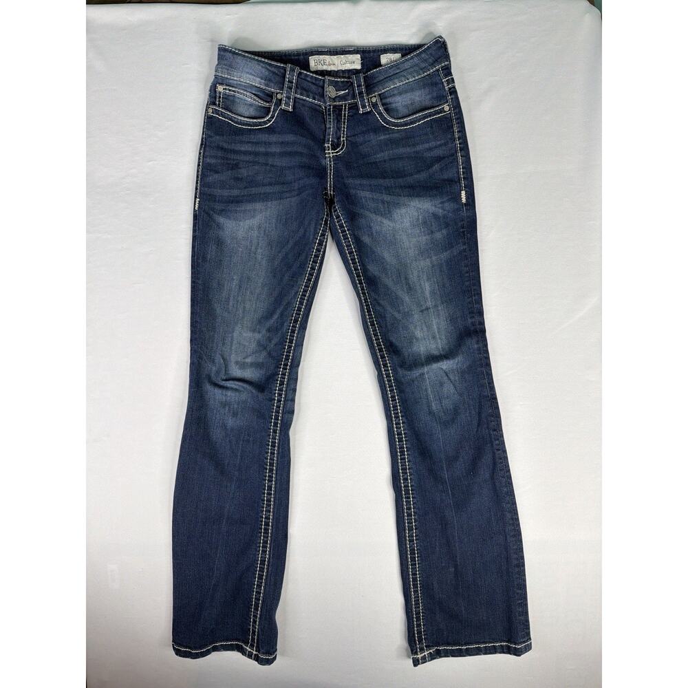 BKE Denim Culture Women’s Jeans Size 28L Blue Stretch Denim Buckle
